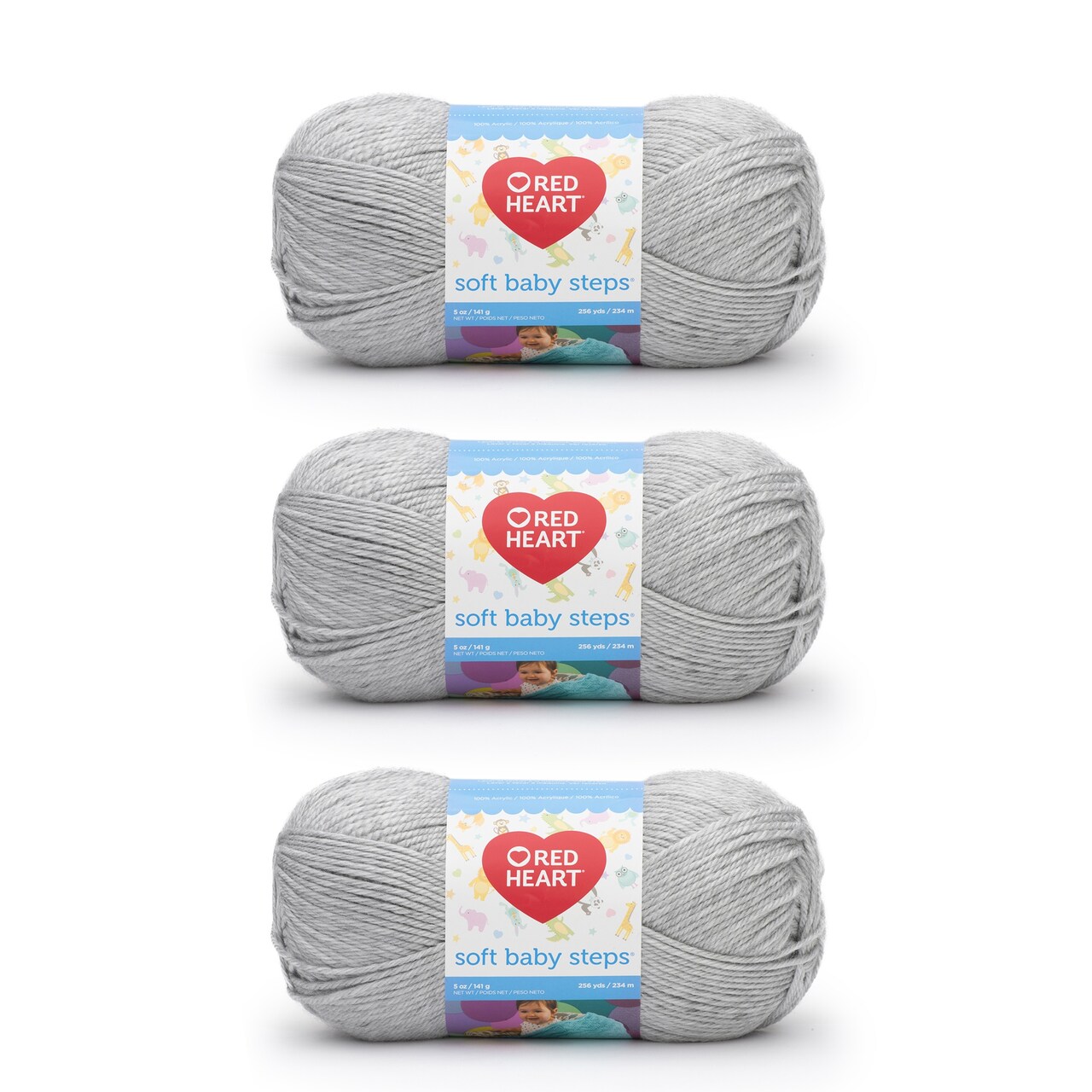 Red Heart Soft Baby Steps Elephant Yarn - 3 Pack of 141g/5oz - Acrylic - 4 Medium (Worsted) - 256 Yards - Knitting/Crochet